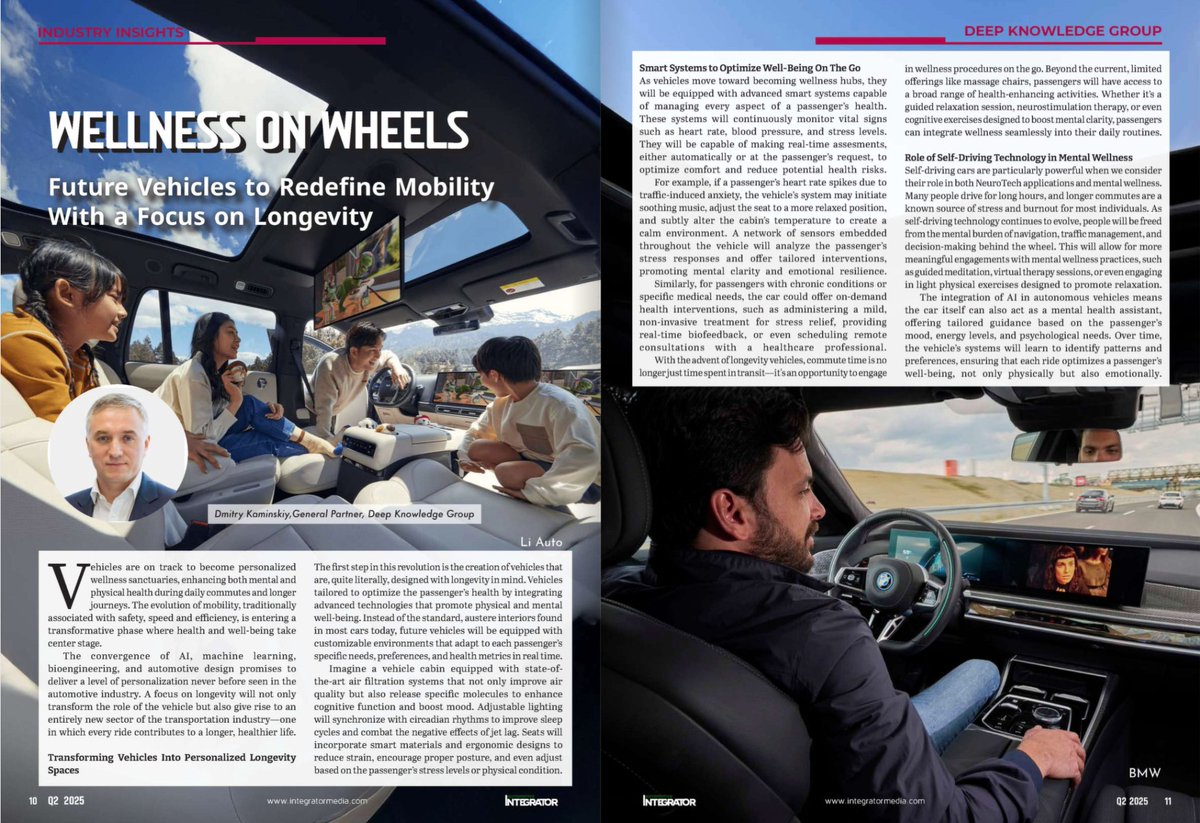 Deep Knowledge Group (@deeptech_vc) on Twitter photo Deep Knowledge Group General Partner Dmitry Kaminskiy (<a href="/DeepTech2_0/">Dmitry Kaminskiy</a>) has a new article on the rise of Longevity-focused vehicles in Automotive Integrator Magazine, published by The Integrator Media Group (<a href="/Integrator2023/">Integrator Media</a>).
Read it in full here: integratormedia.com/digital-magazi… Deep Knowledge Group General Partner Dmitry Kaminskiy (<a href="/DeepTech2_0/">Dmitry Kaminskiy</a>) has a new article on the rise of Longevity-focused vehicles in Automotive Integrator Magazine, published by The Integrator Media Group (<a href="/Integrator2023/">Integrator Media</a>).
Read it in full here: integratormedia.com/digital-magazi…