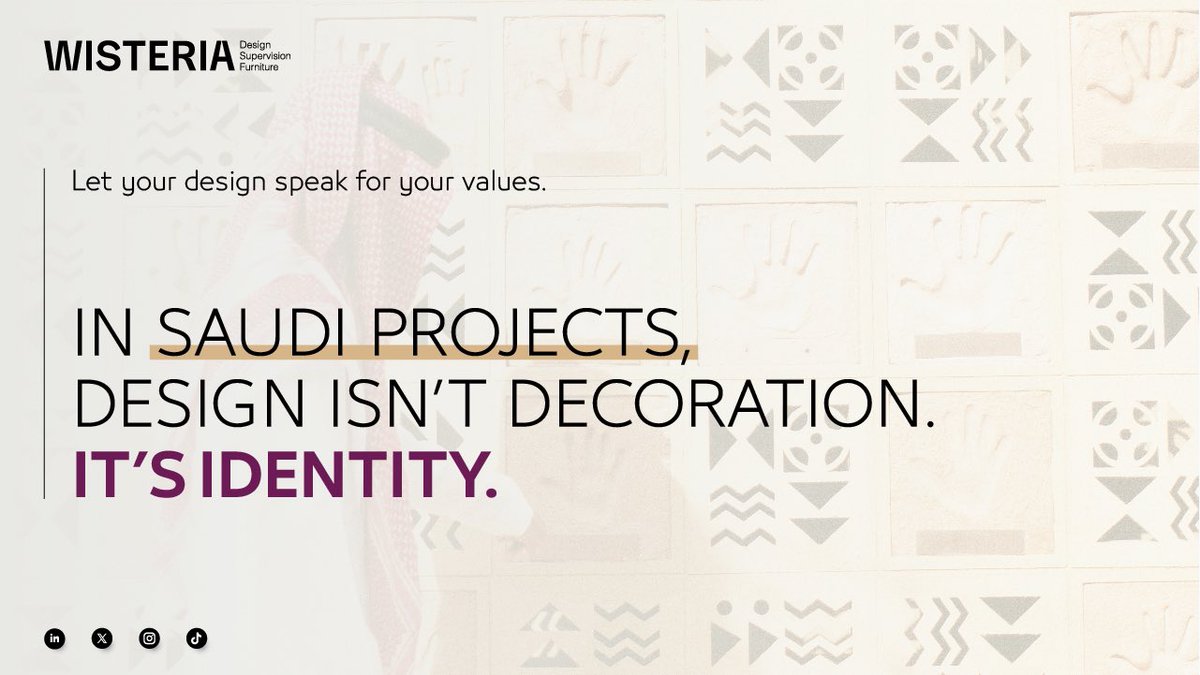 The way you welcome, guide, and impress... starts with space.

Whether it’s a government lobby or a boutique office,
 your values should be felt before they’re spoken.

It's IDENTITY
#SaudiDesign #Wisteria #ArchitecturalIdentity #PublicSector #CorporateSpaces 
#تصميم_سعودي