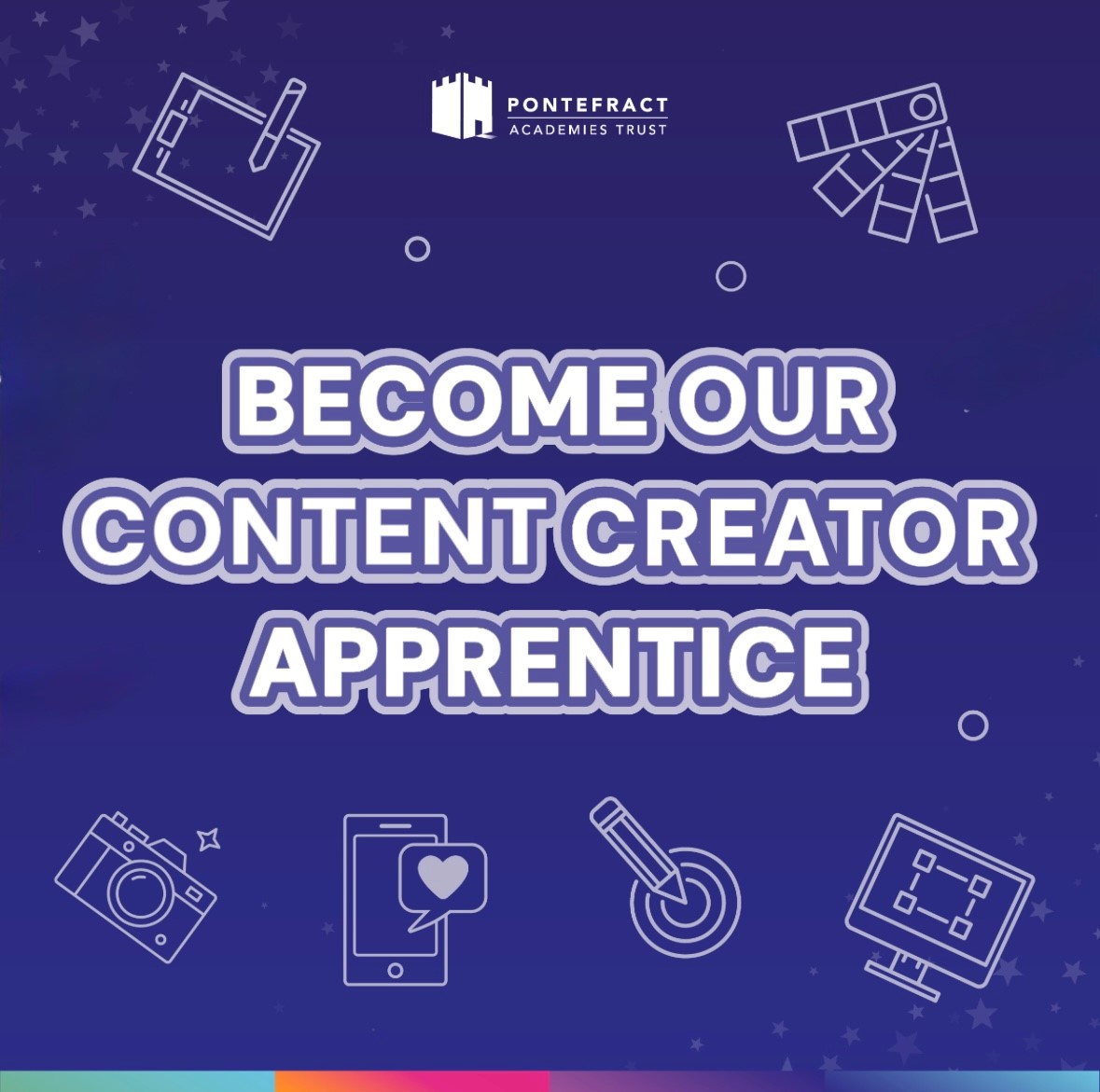 PontefractAT's tweet photo. Earn while you learn as our new Content Creator Apprentice! 📸

We're looking for a creative and motivated Content Creator to join our team. You'll create compelling, relevant content for the Trust's social media, website and intranet.

Got what it takes? https://t.co/HH7g8orI6t https://t.co/N28dnkrGkk