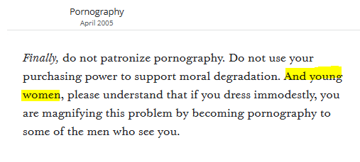 _CoryBowen's tweet image. This Gen Con. talk from Pres Oaks got a lot of backlash. I could understand the criticism if he solely focused on immodesty being the root of the problem. But, he spent LITERALLY ONE SENTENCE on it. 95% of the talk is based on how spiritually destructive consuming pornography is.