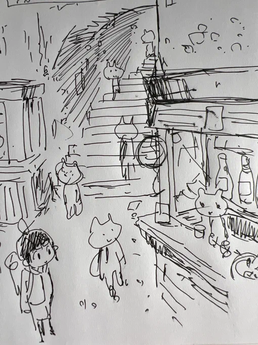 こないだChatGPTに紙に描いたラフ画を綺麗な線画にするよう頼んだら色々勝手に解釈してアウトプット出してくれた。カウンターの中の猫なんてオレ尻尾描いてないしw 