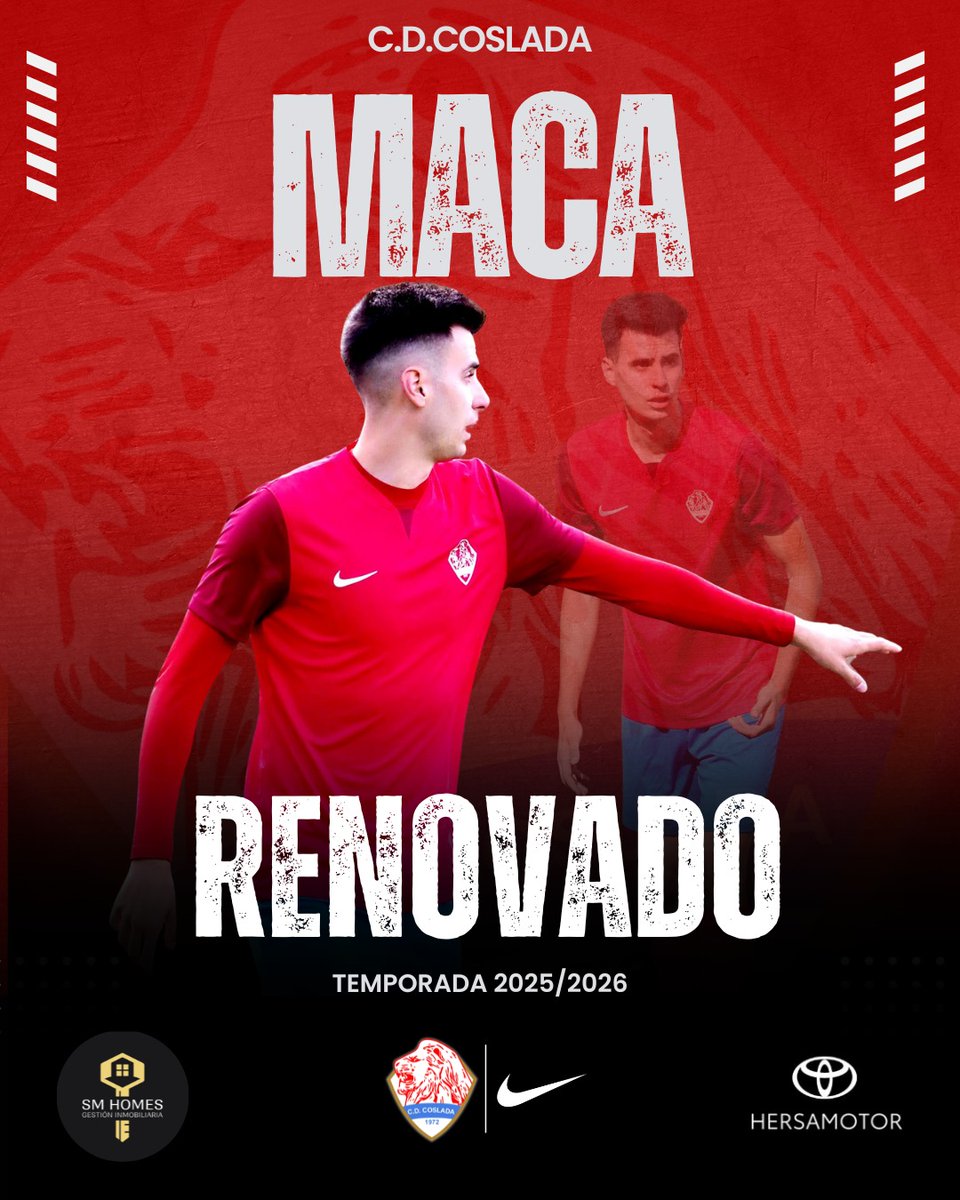 ✍🏻 ¡MACA SUMARÁ OTRO AÑO MÁS COMO 🦁!

<a href="/Marcosgv_10_/">Marcos Gonzalez Vega</a> cumplirá su 5️⃣ª temporada consecutiva en el Primer Equipo y su VIGÉSIMA en el Club 🔝

<a href="/cordito10/">Carlos</a> contará con un central de garantías, de los mejores de la categoría y que este verano ha estado muy cotizado

#SoyDelCoslada ♥️💪🏻