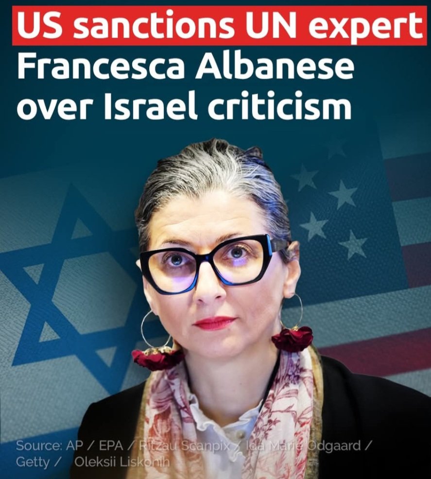 SParnis's tweet image. In its utterly unjustified sanctions against @FranceskAlbs the US shows itself to be the outlier in the community of nations. Her powerful, ethical and indisputable criticism of Israel's crimes against Palestinians are confronting, but must be heard.