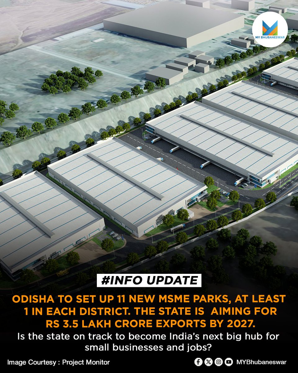MYBBSR's tweet image. NEW MSME PARKS TO BRING MODERN INFRASTRUCTURE, EMPLOYMENT, AND EXPORT GROWTH ACROSS DISTRICTS.

Read More- tinyurl.com/5juzs7x3

#MYBhubaneswar Share and Stay Updated.

#OdishaMSME #MSMEParks #IndustrialGrowth #OdishaExports #MakeInOdisha #MSMEIndia #StartupOdisha…