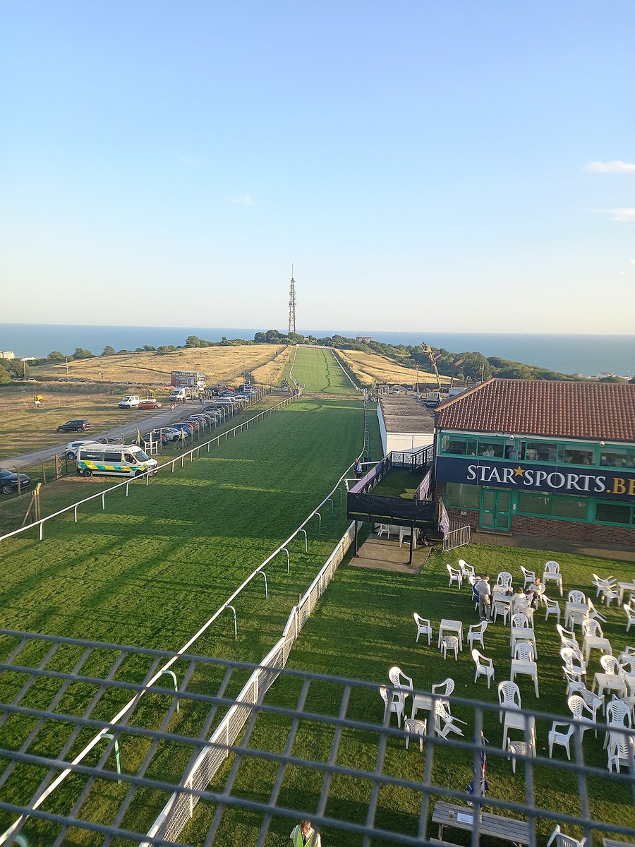 Blue skies and spectacular views from Silks Restaurant for the evening race meeting <a href="/BrightonRace/">Brighton Racecourse</a> #Brighton #seaviews