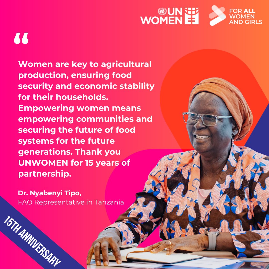 UN Women Tanzania (@unwomentanzania) on Twitter photo 🌾 FAO has been a strong partner in championing women’s empowerment in agriculture, strengthening food security, economic resilience, and sustainable food systems.
Asante sana <a href="/FAOTanzania/">FAO in Tanzania</a> for 15 years of partnership #ForAllWomenAndGirls. 🌾 FAO has been a strong partner in championing women’s empowerment in agriculture, strengthening food security, economic resilience, and sustainable food systems.
Asante sana <a href="/FAOTanzania/">FAO in Tanzania</a> for 15 years of partnership #ForAllWomenAndGirls.