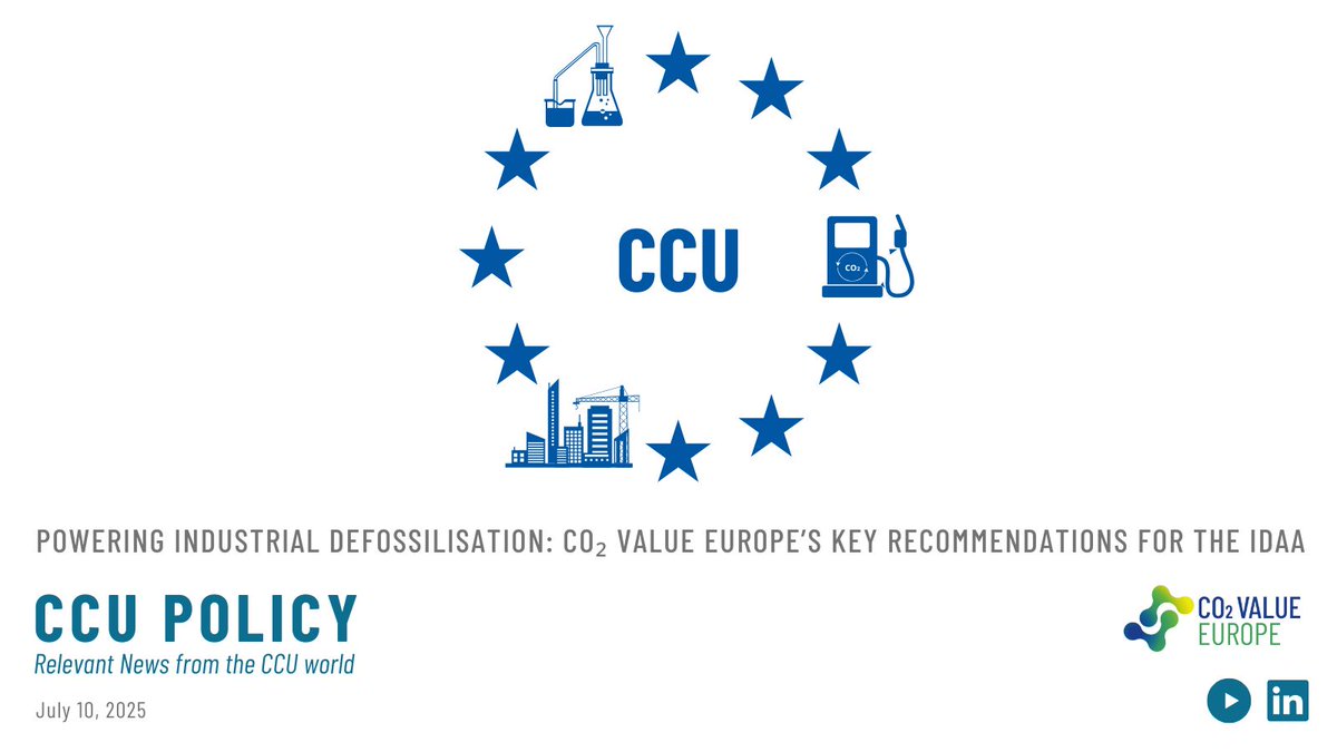 📢We responded to the EU’s call on Industrial Decarbonisation Accelerator Act (IDAA).

Our recommendations:
🔹 Simplify #CCU permitting
🔹 Define ‘alternative carbon’
🔹 Mandate CCU in products
🔹 Fund CCU projects
🔹 Plan CO₂ transport infrastructure

🔗shorturl.at/woPet