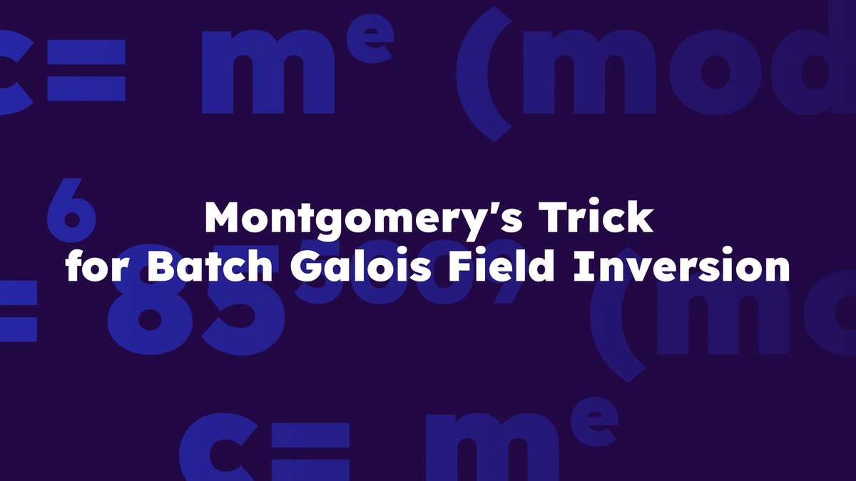 Ever wondered how to make Galois field inversions more efficient?

At Eryx, we dive into a classic and elegant optimization: Montgomery’s Trick for batching multiple inversions.
 A handy technique for SNARKs and ZK circuits.
Read the article! 

medium.com/eryxcoop/montg…