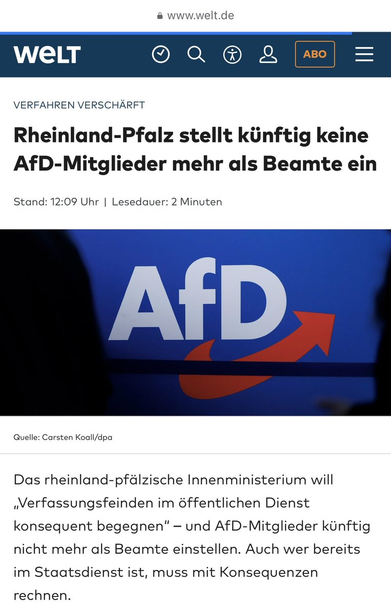 Ab heute sind AfDler in Rheinland-Pfalz Menschen zweiter Klasse.

Was für eine Entwicklung – in einem Land, das sich Demokratie nennt.