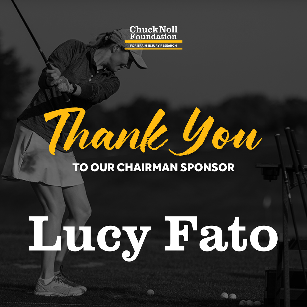 A heartfelt thank you to Lucy Fato, our Chairman Sponsor for the 2025 Chuck Noll Foundation Golf Outing.

Your leadership and generosity play a vital role in advancing our mission to improve the diagnosis, treatment, and prevention of brain injuries.
