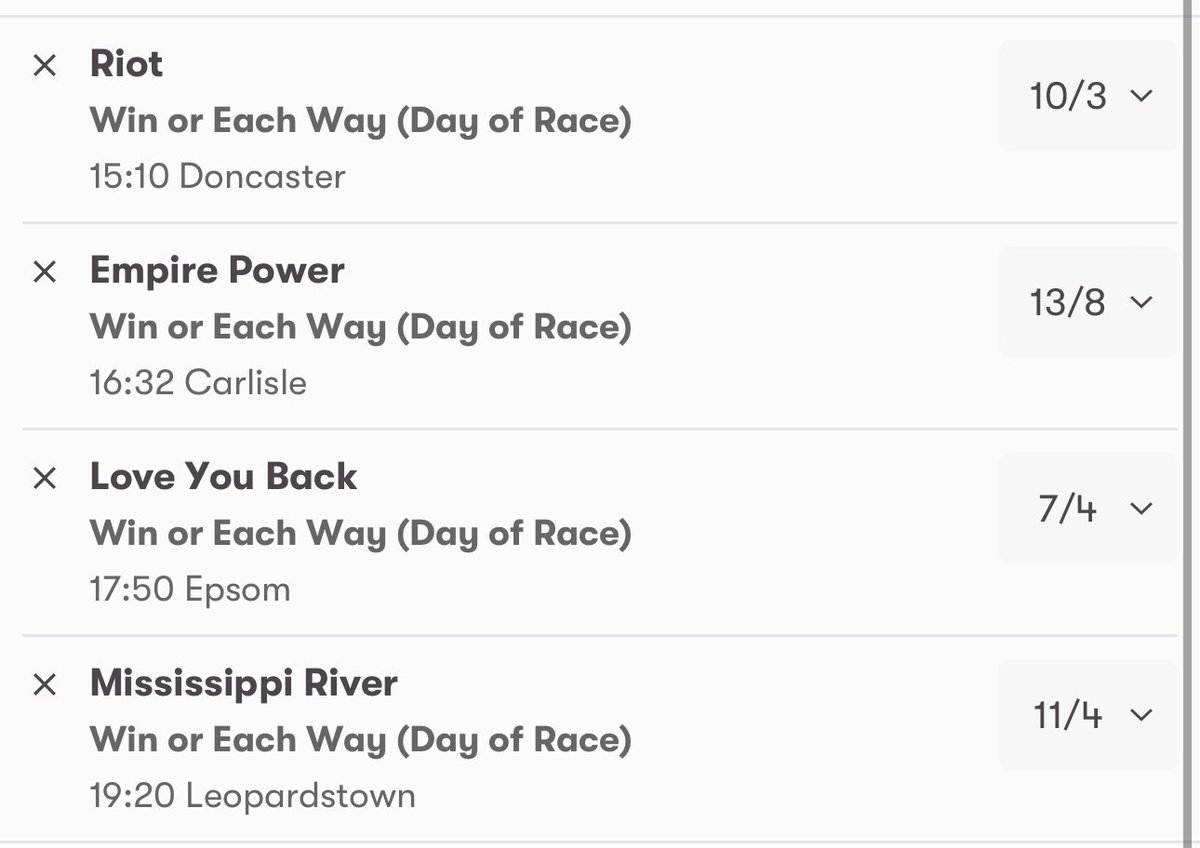 📊 £343 THURSDAY LUCKY 15 🏇 

Good luck if you follow!

#HorseRacing #HorseRacingTips #HorseRacingTipster #Lucky15