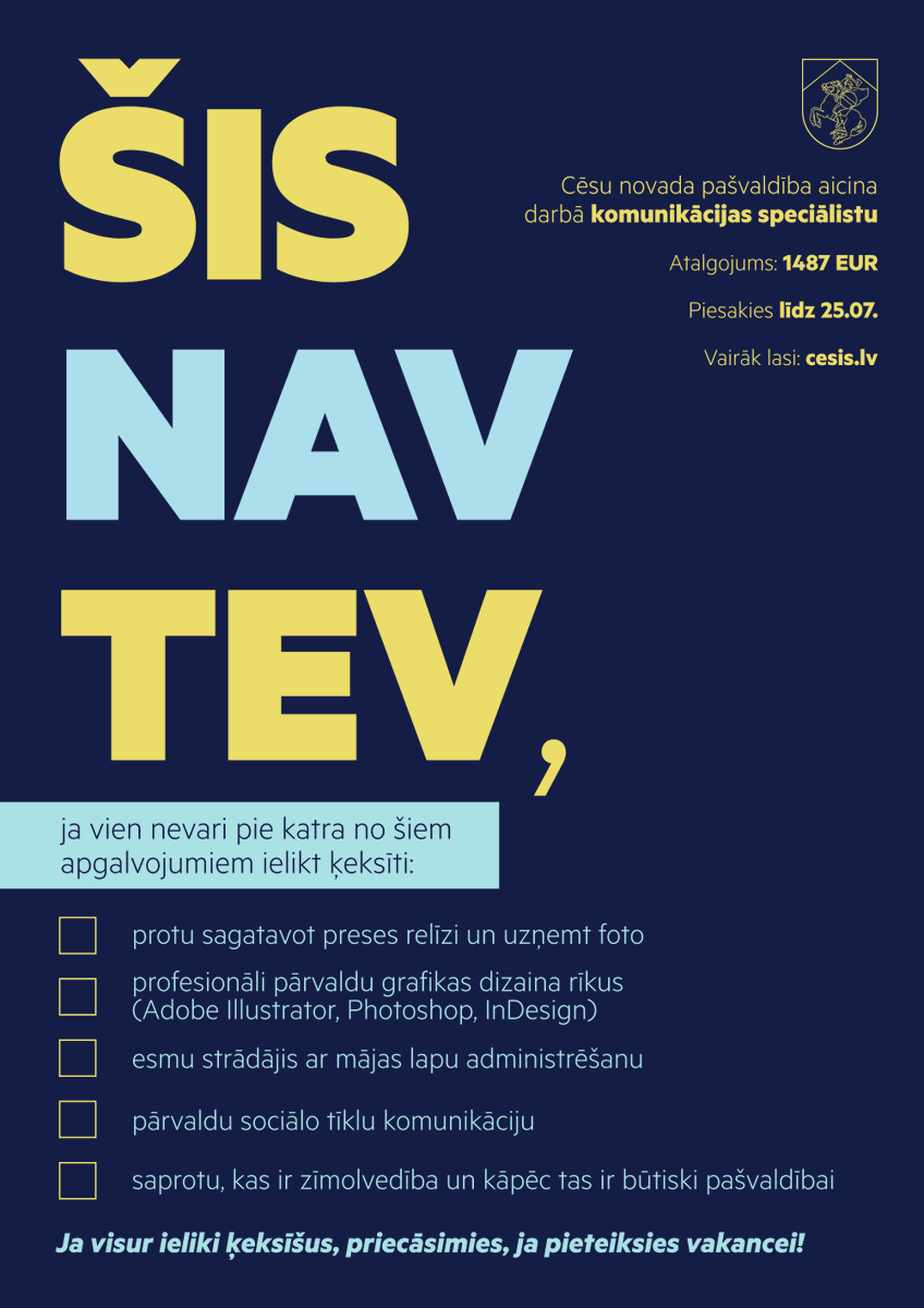 Komunikācijas speciālist, atsaucies! 🙃

Plašāka informācija šeit: cesis.lv/lv/novads/aktu…