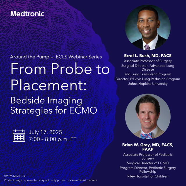 Join us for our next Around the Pump webinar! From Probe to Placement: Bedside Imaging Strategies for ECMO. Register today: medtronic.zoom.us/webinar/regist… #MedtronicEmployee