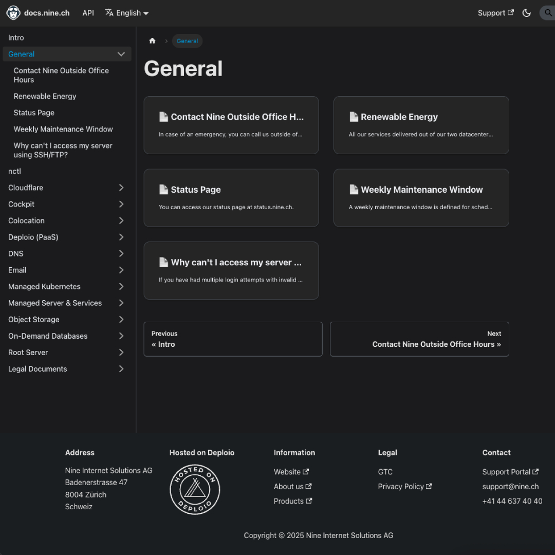 nine (@nine_ch) on Twitter photo docs.nine.ch, da wirst du geholfen – nein, nicht bei der deutschen Auskunft, sondern in unserer Dokumentation. 🆘
Es ist wie eine Bibliothek, ausgestattet mit diversen Büchern zu unseren Produkten, Dienstleistungen und sonstigen wichtigen Dokumenten. 📚
Aber das docs.nine.ch, da wirst du geholfen – nein, nicht bei der deutschen Auskunft, sondern in unserer Dokumentation. 🆘
Es ist wie eine Bibliothek, ausgestattet mit diversen Büchern zu unseren Produkten, Dienstleistungen und sonstigen wichtigen Dokumenten. 📚
Aber das