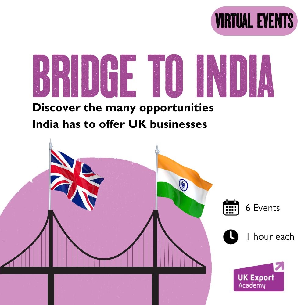 nibusinessinfo's tweet image. Bridge to India is a free webinar series from the UK Export Academy (UKEA) designed to help your business enter or expand in the Indian market
Find out more & register >> nibusinessinfo.co.uk/content/webina…