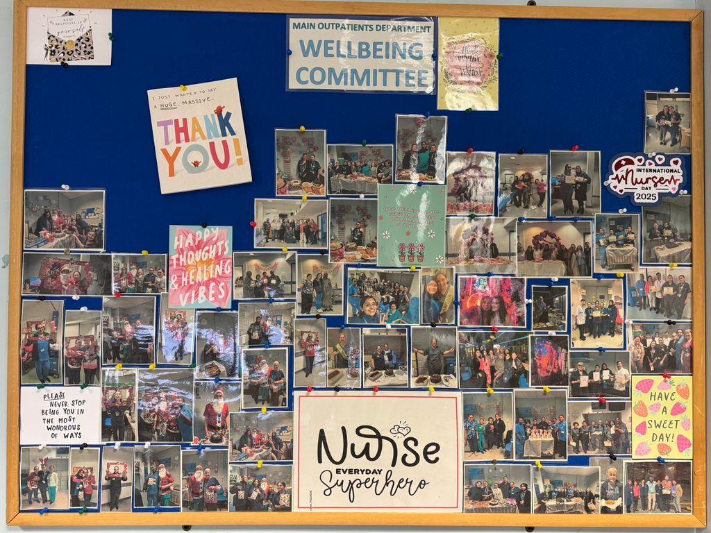 Today we’re spotlighting the outpatients’ department at St Mary’s Hospital, who have found a lovely way to remember a grant we provided!
 
Their Wellbeing Committee noticeboard features photos from celebrations that were funded, including birthdays and Christmas parties 💙
