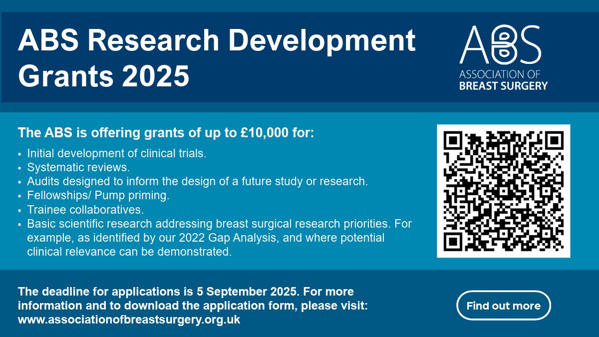 The ABS is offering Research Development Grants for: 

✅ Initial development of clinical trials
✅ Systematic reviews
✅ Audits
✅ Fellowships/ Pump priming
✅ Trainee collaboratives
✅ Basic scientific research 

Find out more and apply: buff.ly/uU9dLjO