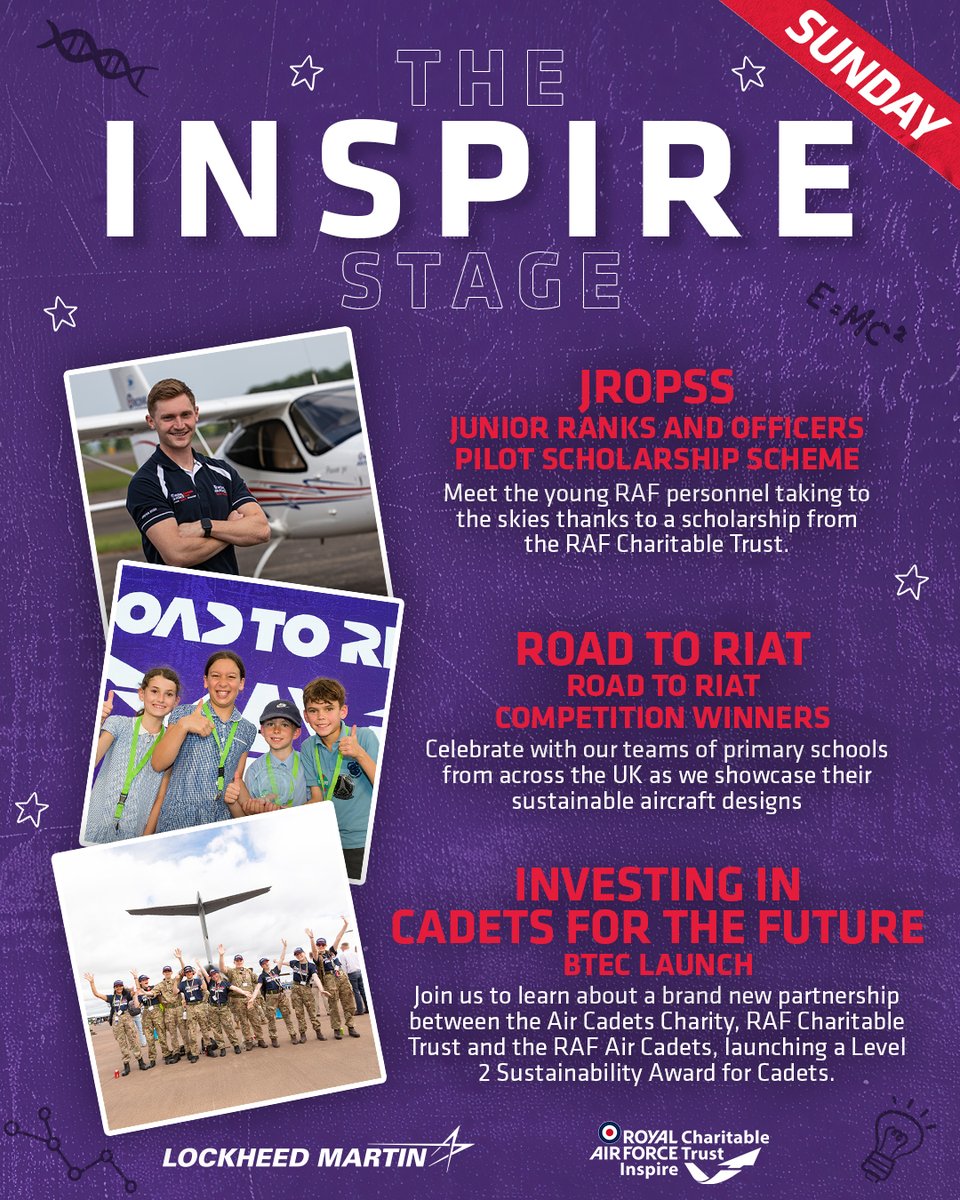 Meet the JROPSS flying scholars supported by RAFCT to take off for the 1st time, be amazed by the imagination of our national and regional Road to RIAT winners, and join us as we launch a brand new Sustainability Level 2 Award with the Air Cadets Charity and RAF Air Cadets.