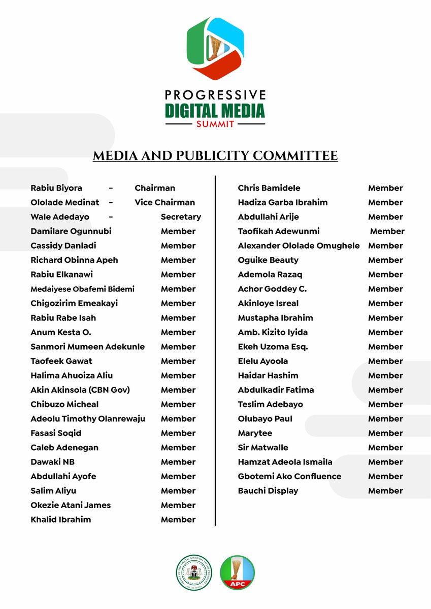 IMPORTANT ANNOUNCEMENT 📣 

The Central Organizing Committee of the Progressive Digital Media Summit has unveiled the list of the various subcommittees that will be working together to make the event a success..
#DigiMediaSummit2025