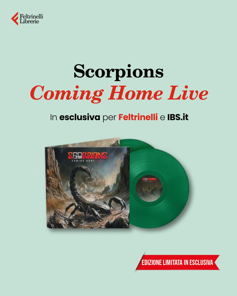 Feltrinelli Librerie (@feltrinelli_) on Twitter photo Il 5/07 gli Scorpions celebrano il loro anniversario con un concerto a Hannover 🤩
La registrazione dello show sarà disponibile dal 14/11: pre-ordinate “Coming Home Live” (<a href="/UMusicItalia/">Universal Music Italia</a>) in esclusiva e quantità limitata per Feltrinelli e IBS 👉🏼 bit.ly/Feltrinelli_Co… Il 5/07 gli Scorpions celebrano il loro anniversario con un concerto a Hannover 🤩
La registrazione dello show sarà disponibile dal 14/11: pre-ordinate “Coming Home Live” (<a href="/UMusicItalia/">Universal Music Italia</a>) in esclusiva e quantità limitata per Feltrinelli e IBS 👉🏼 bit.ly/Feltrinelli_Co…