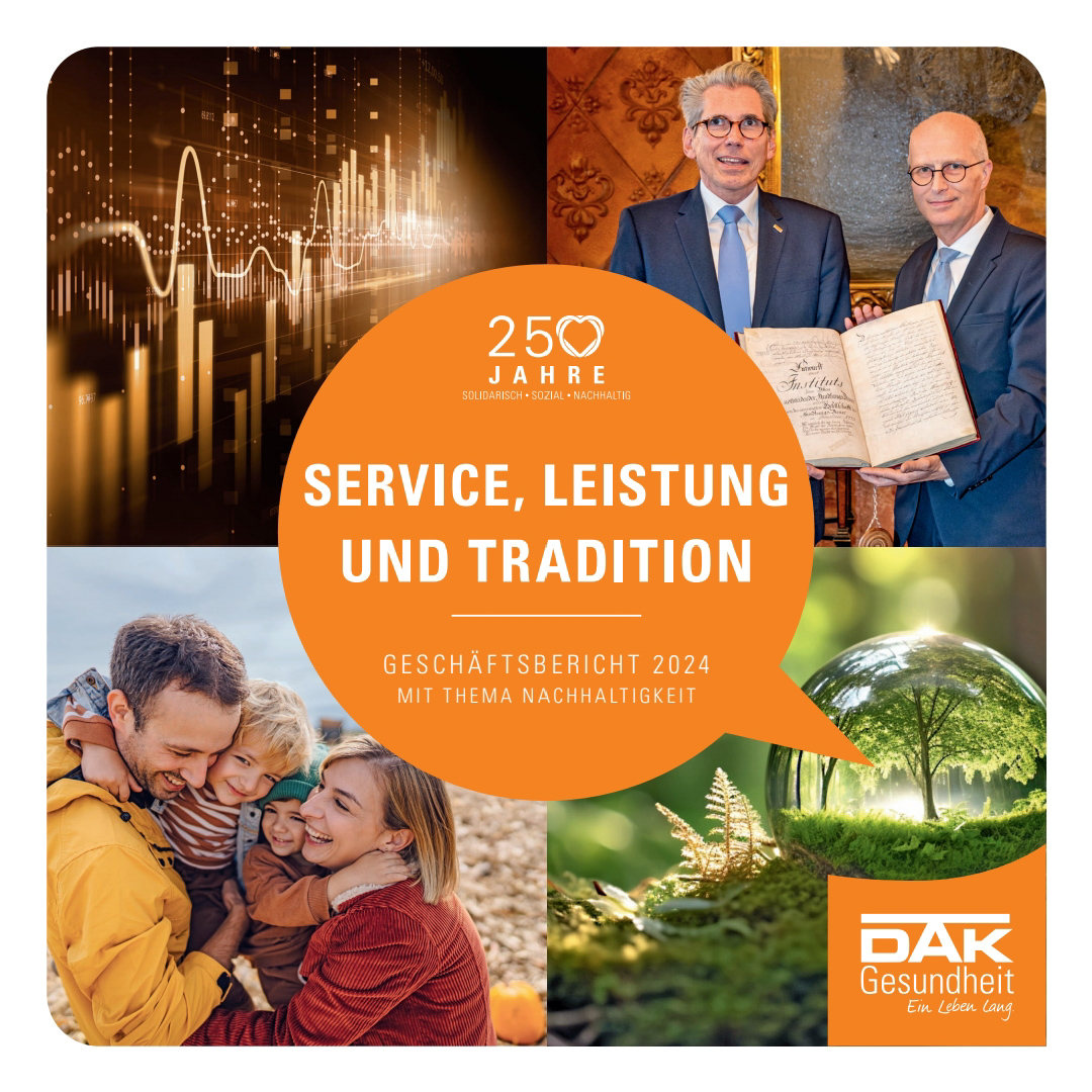 DAKGesundheit's tweet photo. Service, Leistung und Tradition: Unser #Geschäftsbericht 2024 liegt vor. Im Bereich der #Krankenversicherung gaben wir insgesamt über 26 Milliarden Euro aus, acht Prozent mehr als im Vorjahr. 
Hier geht’s zum Bericht: 👉https://t.co/SWk3RrdCCq https://t.co/Kp8CuS9YUb