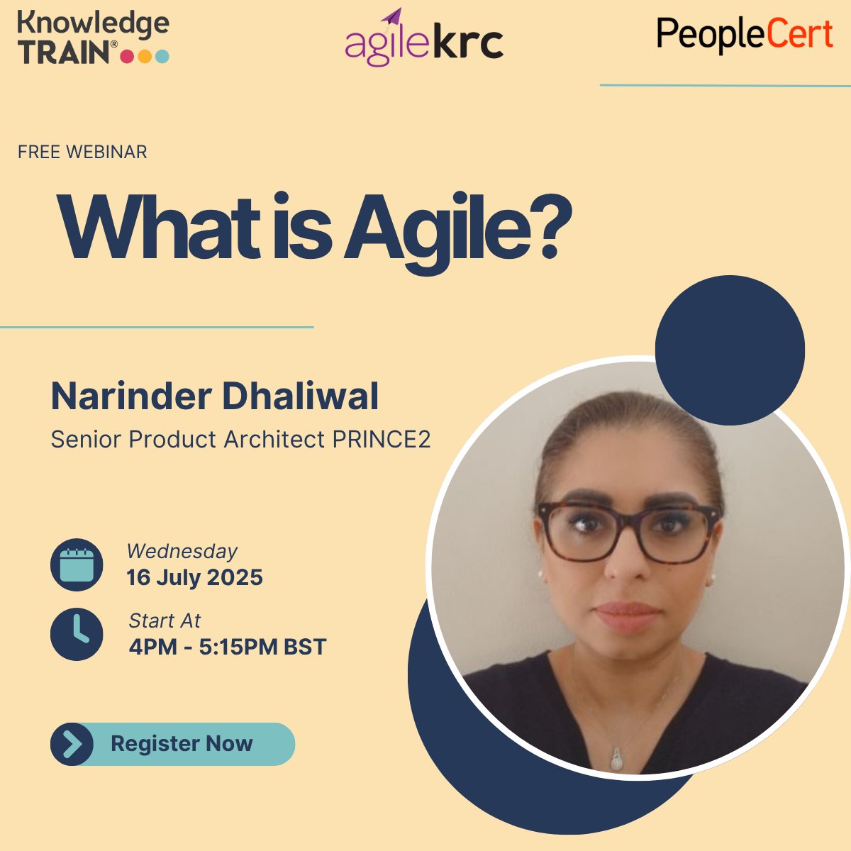 KnowledgeTrain's tweet image. Last chance to register for &quot;What is Agile?&quot; with Narinder.

Learn about agile, business challenges, and practical solutions.

Click the link in the comments to register.

#KnowledgeTrainWebinar #AgileWebinar #ProjectSkills #BusinessAgility
