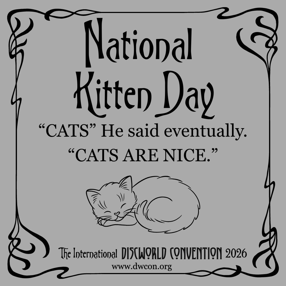 dwcon's tweet photo. Happy National Kitten Day!  Share some photos of your little furbabies!

#Discworld #DiscworldConvention #TerryPratchett #NationalKittenDay https://t.co/xUU7MzbPVd