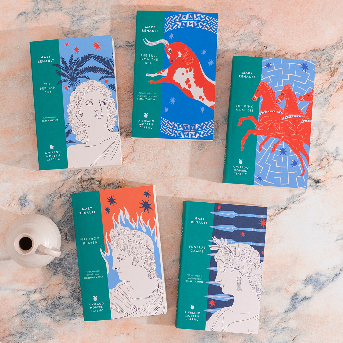 ViragoBooks's tweet image. Out Today โจ New Mary Renault reissues.
Perfect for escaping to Greece wherever you are . . .
๐บ The King Must Die (1958)
๐บ The Bull from the Sea (1962)
๐บ Fire from Heaven (1969)
๐บ The Persian Boy (1972)
๐บ Funeral Games (1981)
โจ 'Renault is a shining light' Hilary Mantel