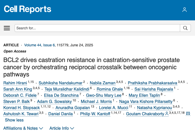 BCL2 drives castration resistance in castration-sensitive prostate cancer by orchestrating reciprocal crosstalk between oncogenic pathways

cell.com/cell-reports/f…

This study identifies BCL2 as a key mediator in the early development of resistance to androgen-deprivation therapy