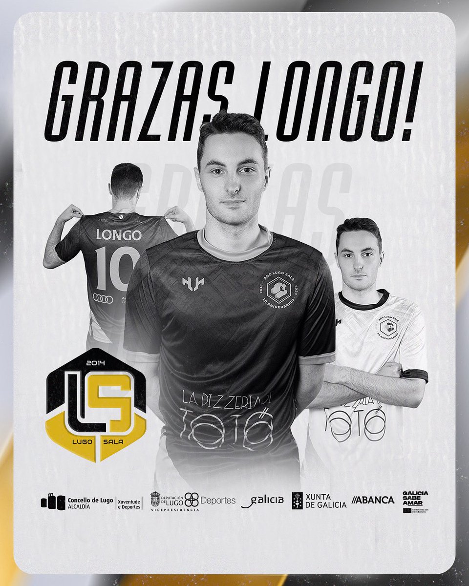 ADCLugoSala's tweet photo. ❌ BAIXAS | Longo non continuará como xogador do Lugo Sala a próxima tempada.

Despois dunha etapa exemplar no primeiro equipo, Longo despídese cun título de Terceira División, dúas ligas de Segunda División B e un ascenso a Segunda División.

Grazas Longo! 🫂

#SempreLugoSala https://t.co/cdr33Nimva