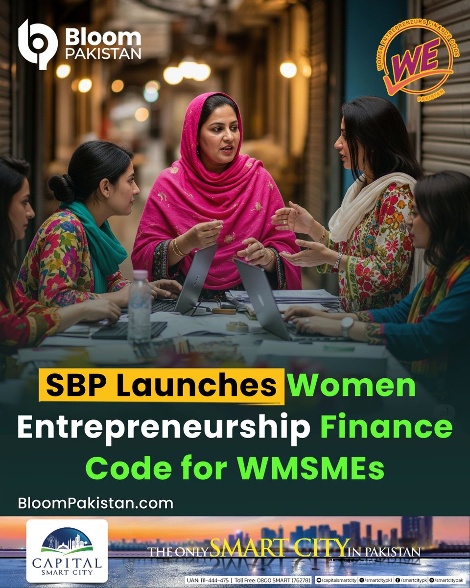 bloom_pakistan's tweet photo. The State Bank of Pakistan (SBP) has officially launched the Women Entrepreneurship (WE) Finance Code

Read More:
https://t.co/Beje63gcev

#BloomPakistan @StateBank_Pak @ADB_HQ  #SBP #WomenEntrepreneurship #WEFinanceCode #WMSMEs #WomenInBusiness #FinancialInclusion #PakistanEconomy