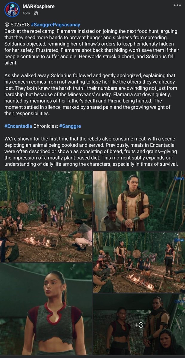 EncantadiaCodex's tweet photo. ⑧ S02xE18 #SanggrePagsasanay
Flamarra insists on helping the rebels hunt, clashing with Soldarius. A tender moment follows, revealing shared grief—and the rebels’ struggle for survival. #Encantadia Chronicles #Sanggre
#SanggreUpcomingBirthday https://t.co/4d4MAvKvPJ