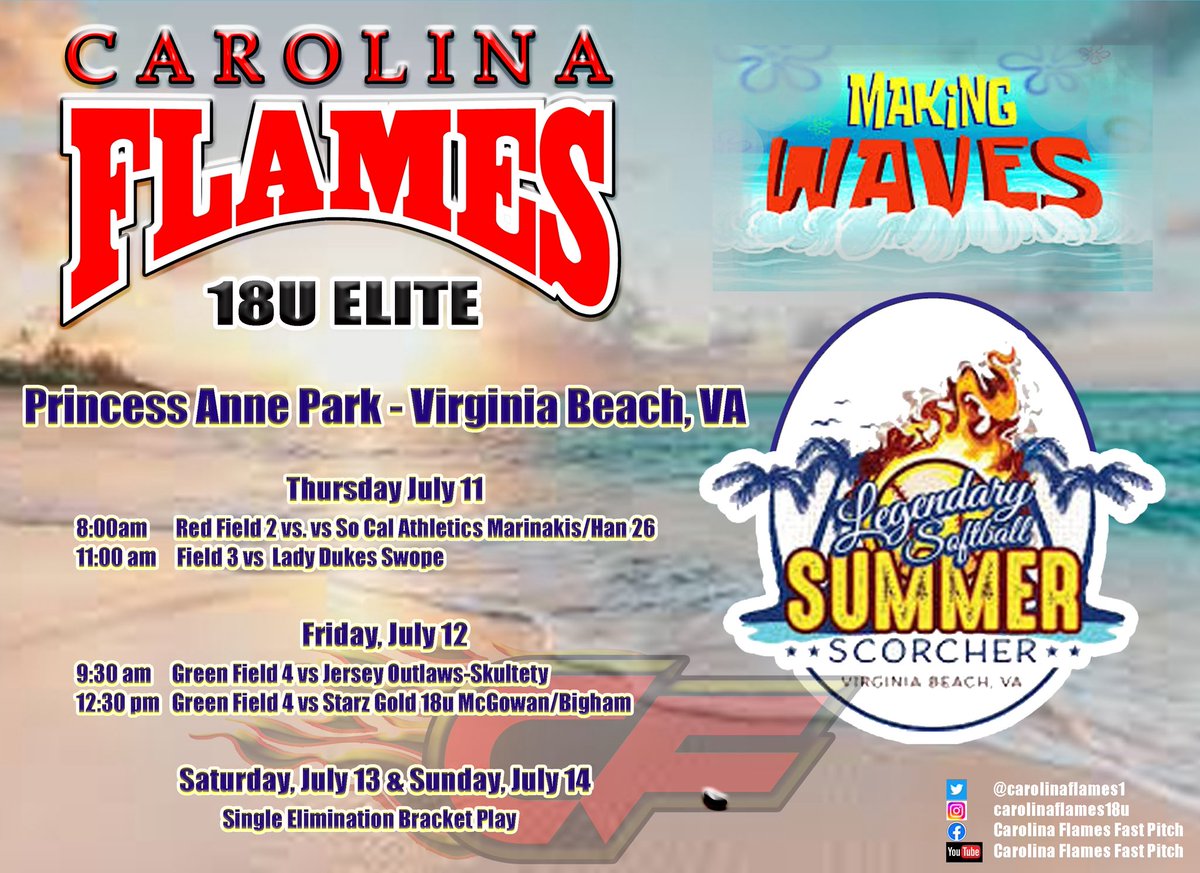 Carolina Flames Softball (@carolinaflames1) on Twitter photo Looking forward to the <a href="/Legendarysftbl/">Legendary Softball</a> Summer Scorcher Showcase this weekend in Va Beach! Always great coaches, great competition & a great event! #FlamesOn3 Looking forward to the <a href="/Legendarysftbl/">Legendary Softball</a> Summer Scorcher Showcase this weekend in Va Beach! Always great coaches, great competition & a great event! #FlamesOn3