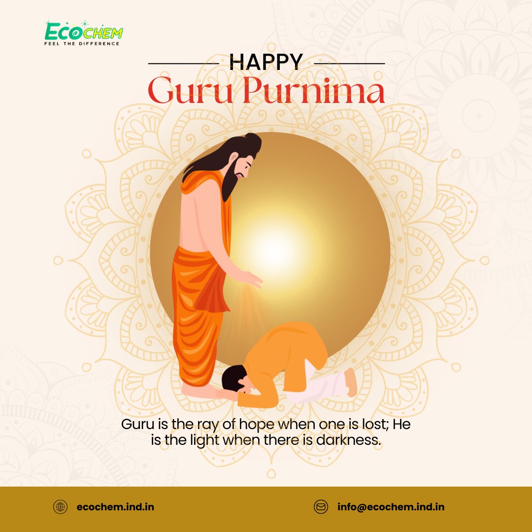 ecochemindia's tweet image. On this sacred day, we honour the guides who illuminate our path—just as Ecochem guides industries toward a cleaner, greener future.

🙏 Grateful for every lesson, every improvement, every clean start.

#GuruPurnima #Ecochem #Gratitude#EcoFriendlySolutions #IndustrialCleaning