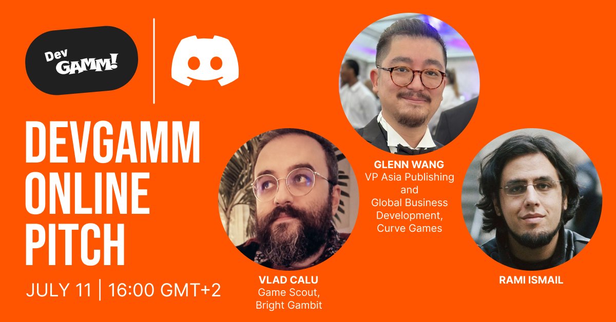 DevGAMM's tweet image. Join us at DevGAMM Online Pitch this Friday, July 11 at 16:00 (GMT+2)! 🎤
Judges:
⭐️@vladwes from @bright_gambit
⭐️@wangtao from @curvegames
⭐️@tha_rami
Test your pitch skills live with industry pros!
🎯 Join: discord.com/invite/DjmkRey…