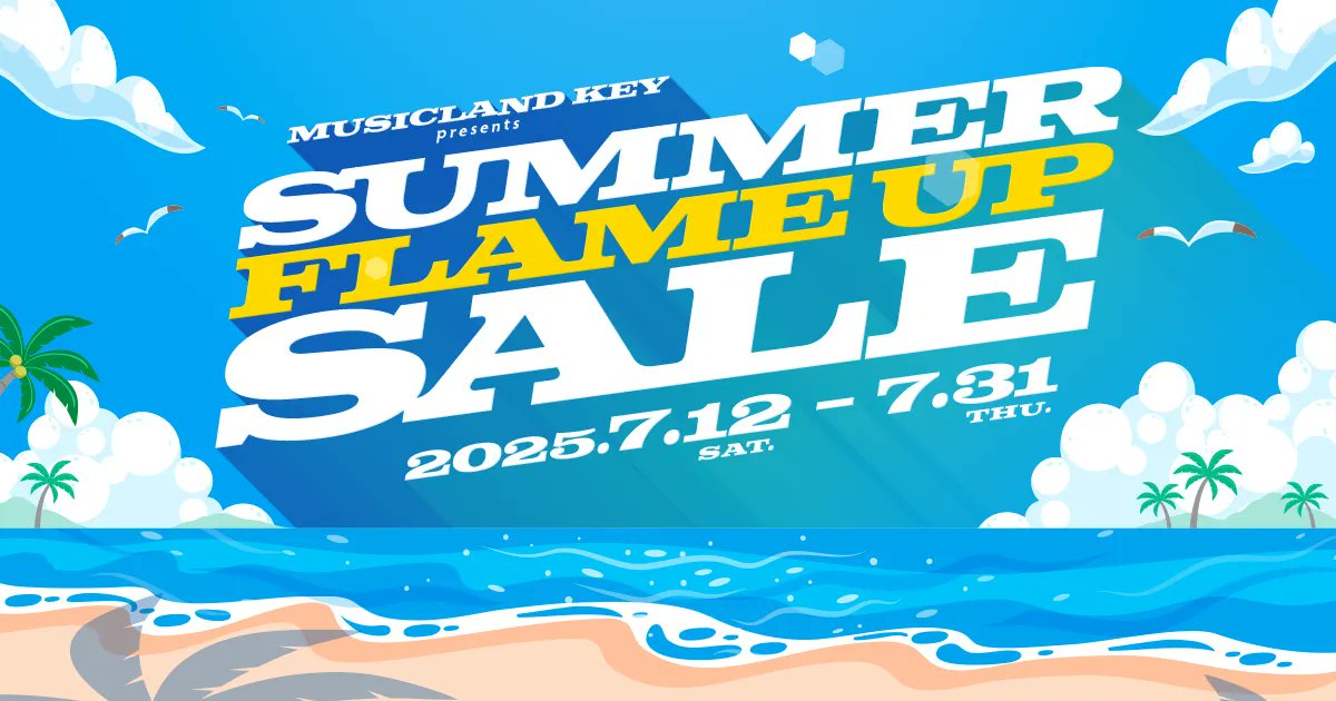 MLKEY_official's tweet image. ／
7/12(土)～7/31(木)
🏝️SUMMER FLAME UP SALE🌊
＼

👉musicland.co.jp/fs/musiclandke…

夏の熱さにも負けない7月限定の激熱サマーセール開催☀️
数百点を超えるアイテムがこの期間だけのスペシャルプライスに🔥
セール商品は随時追加！お見逃しなく✨