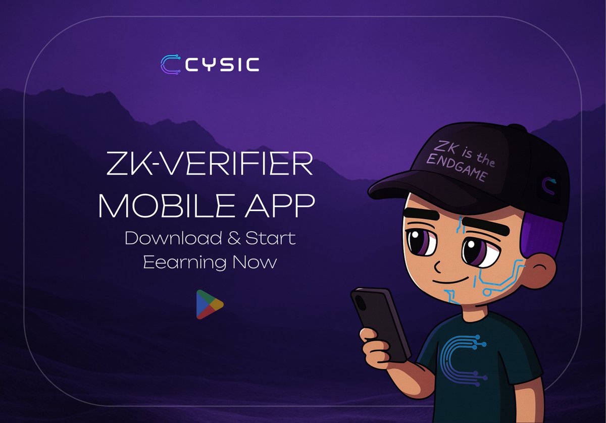 check zk proofs on your phone 📱

download the <a href="/cysic_xyz/">Cysic</a> verifier android app, which runs when your phone is idle, and start earning! 

and finish the ignition verifier task (if you havent already) to earn fire 👾

🛸 play.google.com/store/apps/det…