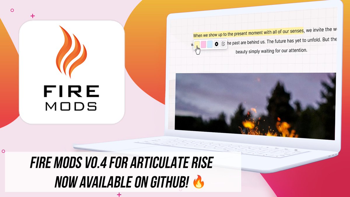 Discover eLearning (@discoverelearn) on Twitter photo 🔥 Fire Mods v0.4 for <a href="/Articulate/">Articulate</a> Rise is now live on GitHub!
This release introduces Note Taking and Text Highlighting features – helping learners engage more deeply with your content.
Download now FOR FREE → discoverelearning.com/products/fire-…
#eLearning #ArticulateRise #OpenSource 🔥 Fire Mods v0.4 for <a href="/Articulate/">Articulate</a> Rise is now live on GitHub!
This release introduces Note Taking and Text Highlighting features – helping learners engage more deeply with your content.
Download now FOR FREE → discoverelearning.com/products/fire-…
#eLearning #ArticulateRise #OpenSource