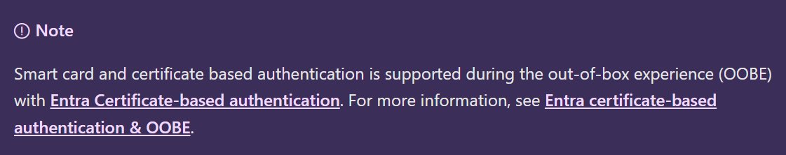 💡 Microsoft Docs Update

Smart card &amp; cert-based auth now works during OOBE with Entra CBA!
Boost security from first boot. 🔐
#MicrosoftEntra #CBA #SmartCard #OOBE #ZeroTrust #MSIntune