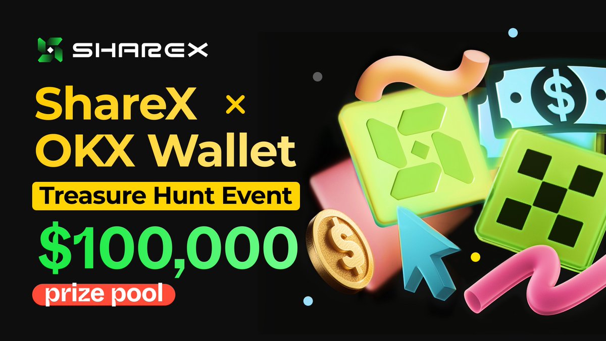ShareX_Network's tweet image. ShareX x OKX Wallet @wallet Giveaway is now LIVE!
TreasureX is now featured on the OKX Wallet Giveaway Hub. Join here 👇web3.okx.com/giveaway/sharex
A massive $100,000 prize pool is up for grabs — blending Web3 rewards with real-world participation.
OKX Wallet users entering via…