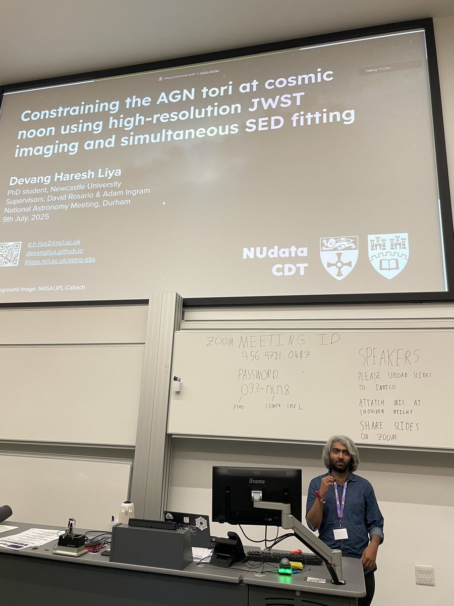<a href="/UniofNewcastle/">Newcastle University</a> <a href="/NAM25_Durham/">NAM 2025 Durham</a> <a href="/astro_fawcett/">Dr Vicky Fawcett</a> <a href="/astro_sario/">David Rosario</a> Devang Liya presenting his work on SED fitting of AGN with JWST 📈