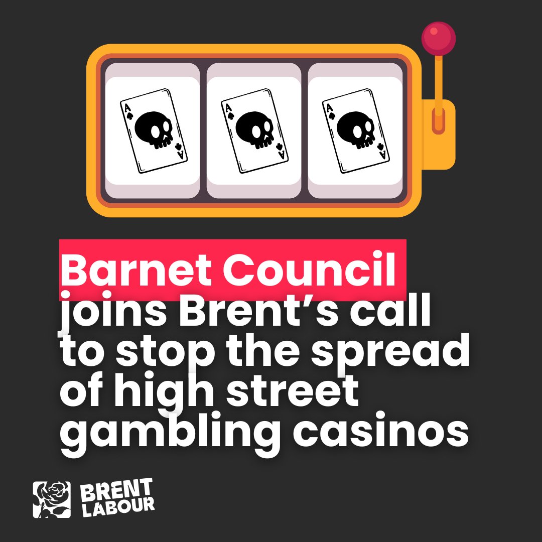 Brent Labour (@brentlabour) on Twitter photo 🚨 <a href="/BarnetLabour/">Barnet Labour Party</a> joins Brent's call to stop the spread of high street gambling casinos
Adult Gaming Centres and harmful slot machines are doing untold damage to communities up and down the country. 🎰
Barnet Council passed a motion this week that agrees - it's time for change. 🚨 <a href="/BarnetLabour/">Barnet Labour Party</a> joins Brent's call to stop the spread of high street gambling casinos
Adult Gaming Centres and harmful slot machines are doing untold damage to communities up and down the country. 🎰
Barnet Council passed a motion this week that agrees - it's time for change.