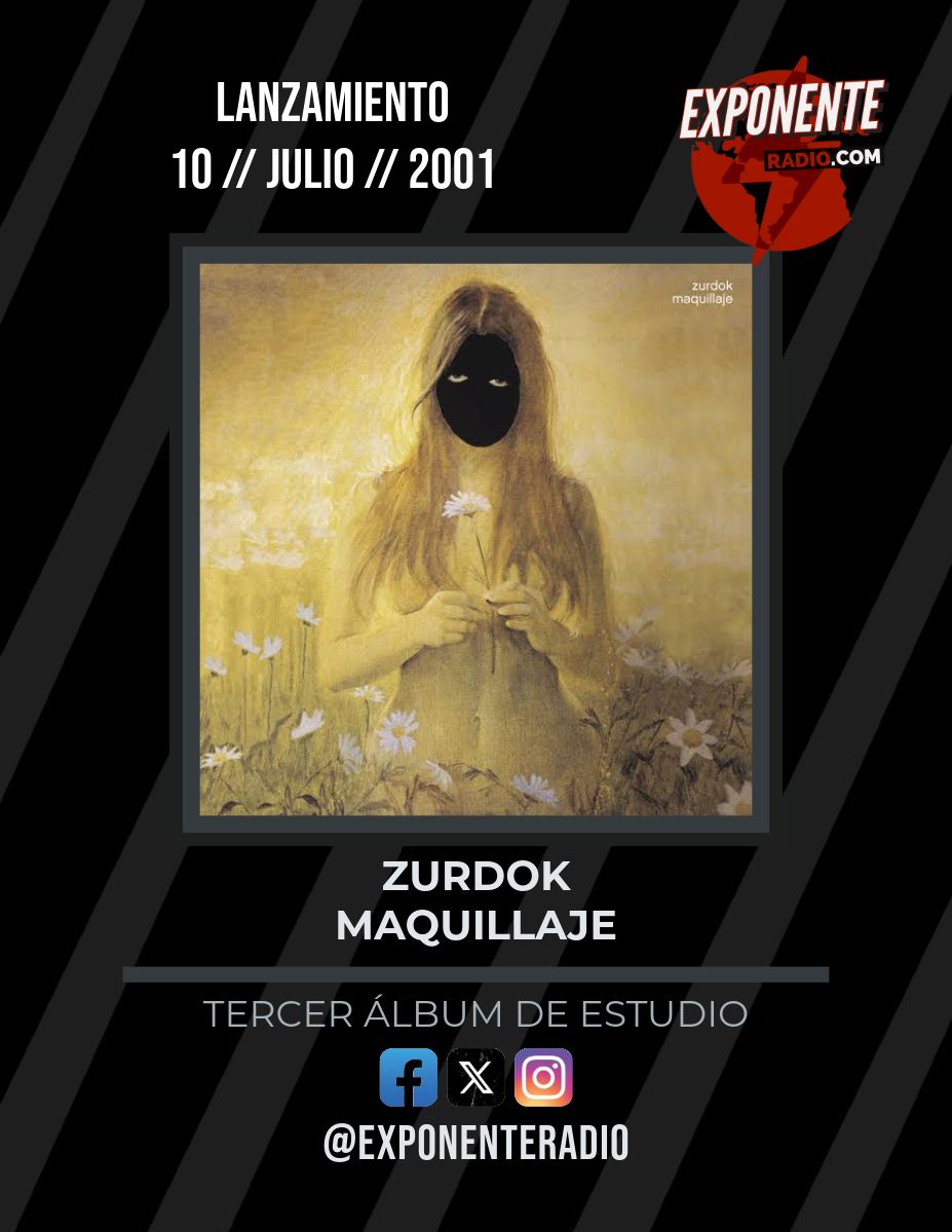 #UnDiaComoHoy 📅

24 años de Maquillaje, tercer y último álbum de estudio de @ZurdokOficial.
Considerado uno de los mejores discos del rock nacional.
Incluye temas como Estático, Así Es y Para Siempre.

exponenteradio.com ⚡️
#Zurdok