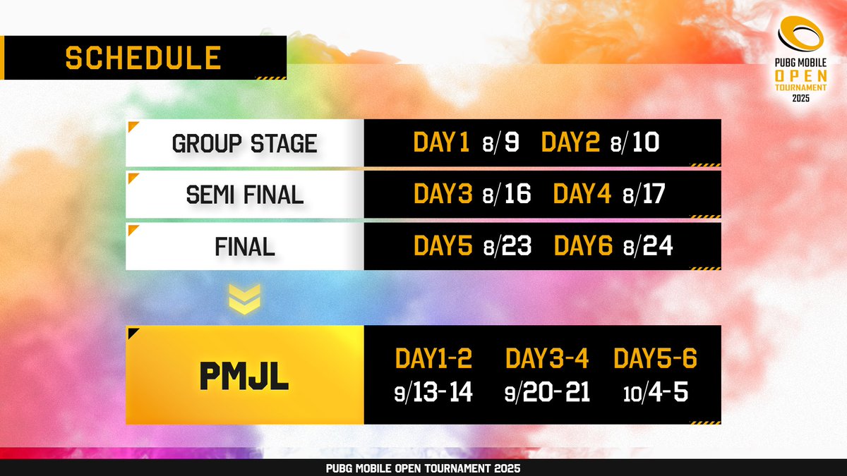 PMJL_official's tweet photo. #PMOT 2025 Phase2 エントリー受付開始✨

夢の舞台への挑戦状🔥
大会に参加してあなたの力を試してみよう💪

✅エントリーはこちら
https://t.co/vZiPUGte1O

📅エントリー締切
2025年8月1日 (金) 15:00まで

📒詳細はこちら
https://t.co/iFj9uz9avV

#PUBGモバイル #PMJL https://t.co/JYky0yH4Xr