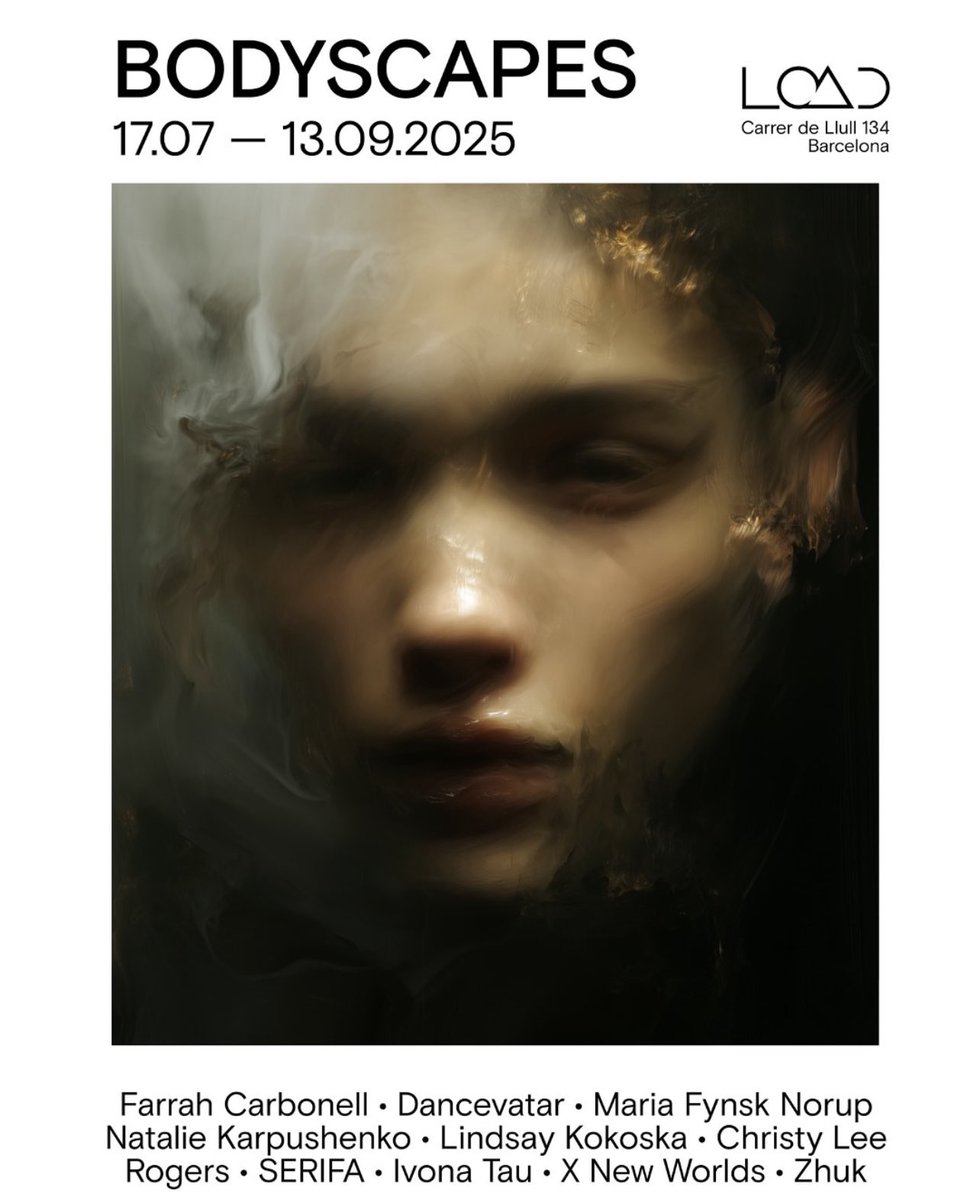 FARRAHXYZ's tweet image. Mark your calendars—July 17 in Barcelona 🌌 Excited to share that I’m part of Bodyscapes, a group exhibition exploring the body as memory, motion, and mystery.
Opening night features a live performance by Pilar Oliveres + Eira Riera, directed by Tom Pintos—bodies moving like…