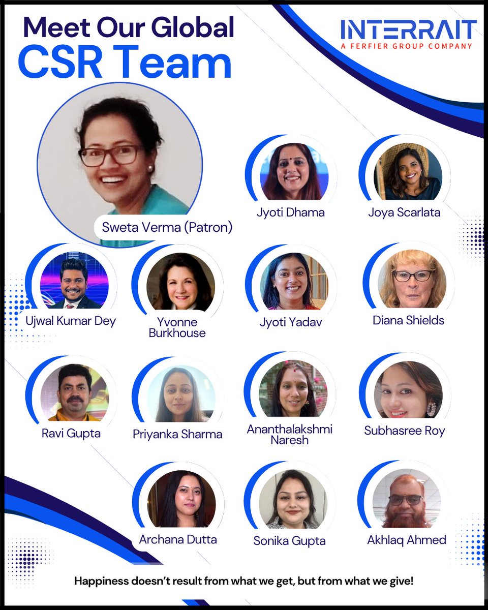 interraitinc's tweet photo. Meet Our Global CSR Champions! 🌍

At InterraIT, we take pride in the passionate individuals who go beyond business to create lasting social impact.

#CSR #CorporateResponsibility #GlobalImpact #InterraIT #TeamThatCares #GivingBack  #VolunteerLeadership #InterraITCSR https://t.co/dCazstwVfx