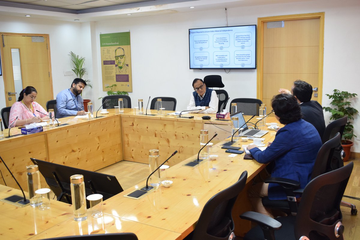Office of Principal Scientific Adviser to the GoI (@prinsciadvoff) on Twitter photo Dr. Abhinav Mathur, Advisor and Ms. Paromita Chatterjee, Associate Director from <a href="/AtteroIndia/">Attero</a>, called on Prof. <a href="/AjaySoodIISc/">Ajay Sood</a> , Principal Scientific Adviser to the Government of India (<a href="/PrinSciAdvGoI/">Principal Scientific Adviser, Govt. of India</a>).
They presented their work towards innovations in recycling technology and the Dr. Abhinav Mathur, Advisor and Ms. Paromita Chatterjee, Associate Director from <a href="/AtteroIndia/">Attero</a>, called on Prof. <a href="/AjaySoodIISc/">Ajay Sood</a> , Principal Scientific Adviser to the Government of India (<a href="/PrinSciAdvGoI/">Principal Scientific Adviser, Govt. of India</a>).
They presented their work towards innovations in recycling technology and the