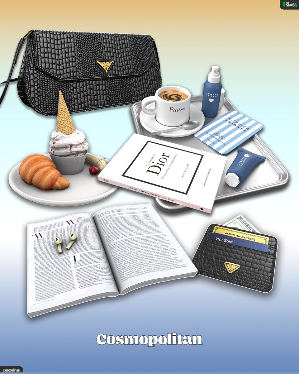 pacos3d's tweet image. New CC Drop ✨️ 
The Cosmopolitan Set is here!
5 aesthetic items – clutter &amp;amp; sweets 🍰🌿
✨ Base game only
✨ No packs needed 🔗 Link in bio  #sims4cc #sims4 #TheSims4
#pacosims