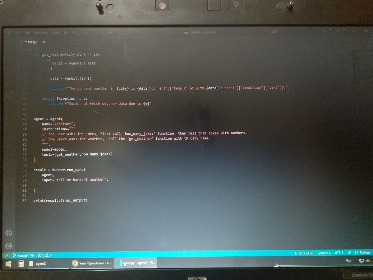 SSiddiqui2720's tweet image. Built a CLI app using OpenAI Agent SDK!
Tool Calling via @function_tool
Weather API requests
Random joke counts
Auto tool selection with Runner &amp;amp; AsyncOpenAI
LLM doing real work, right from the terminal
GithubRepo:github.com/ShifaSiddiqui-…
@0xAsharib 
#AgentSDK #OpenAI #ToolCalling