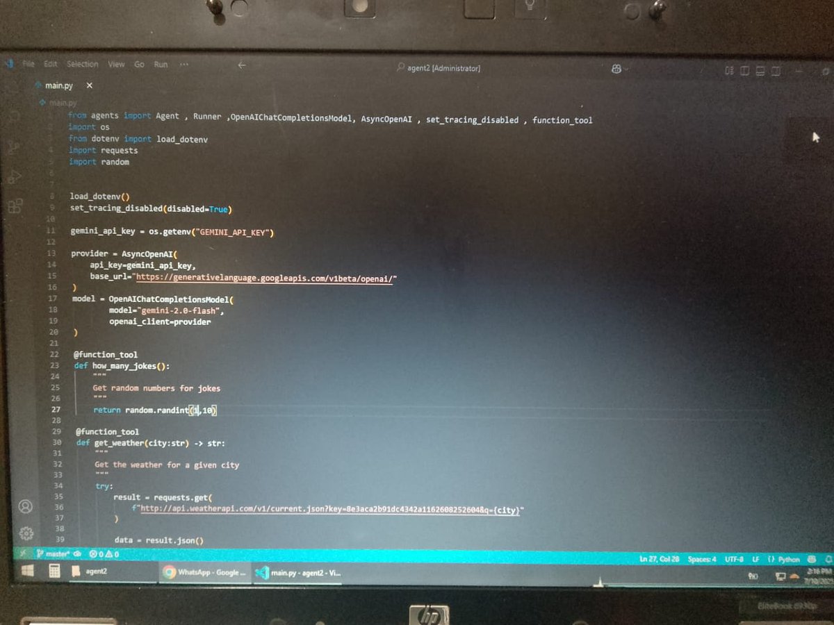 SSiddiqui2720's tweet image. Built a CLI app using OpenAI Agent SDK!
Tool Calling via @function_tool
Weather API requests
Random joke counts
Auto tool selection with Runner &amp;amp; AsyncOpenAI
LLM doing real work, right from the terminal
GithubRepo:github.com/ShifaSiddiqui-…
@0xAsharib 
#AgentSDK #OpenAI #ToolCalling